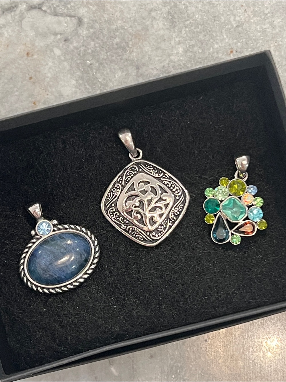 Lia Sophia Slide (Bundle or each)— Multi-Gem, Silver Pendant, Denim Oval - Picture 2 of 10